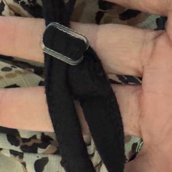 H-122 Democracy‎ Cream Brown & Black Animal Print Ruffle Sleeve Blouse Size XS - Picture 11 of 16